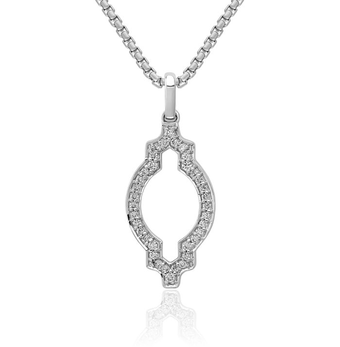 14K Solid White Gold Diamond Necklace Chain Pendant Charm