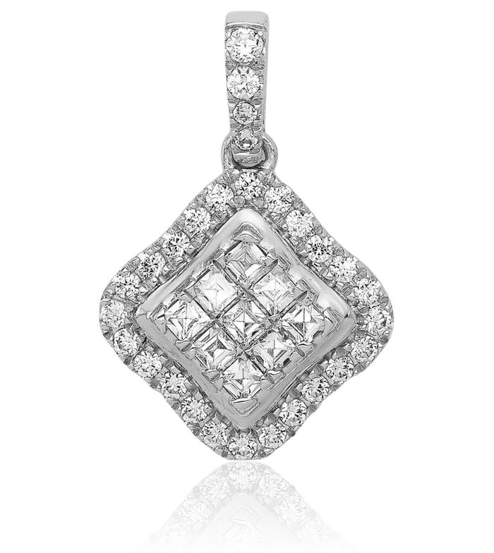 14K Solid White Gold Diamond Necklace Chain Pendant Charm