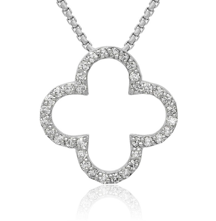 14K Solid White Gold Diamond Necklace Chain Pendant Charm