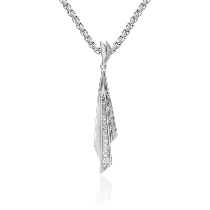 14K Solid White Gold Diamond Necklace Chain Pendant Charm