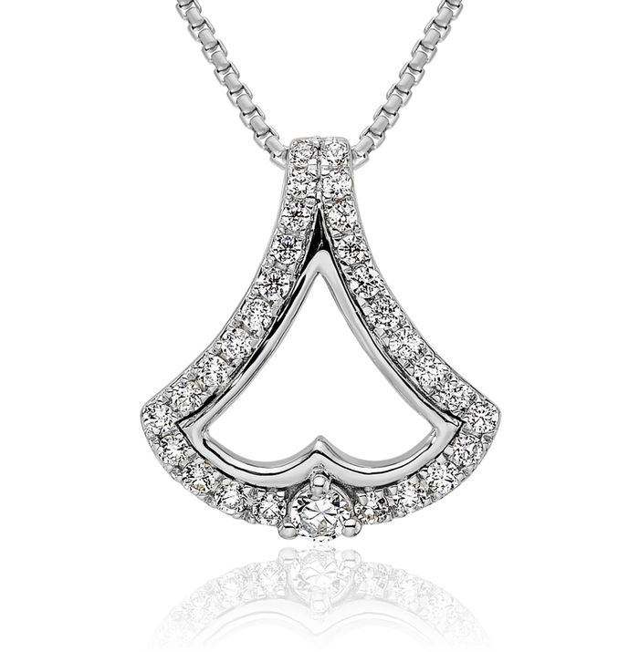 14K Solid White Gold Diamond Necklace Chain Pendant Charm