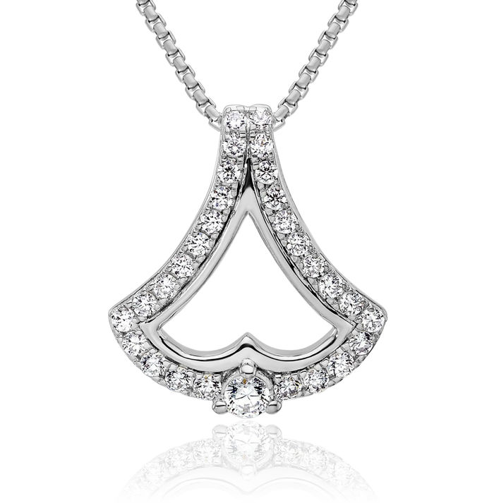 14K Solid White Gold Diamond Necklace Chain Pendant Charm