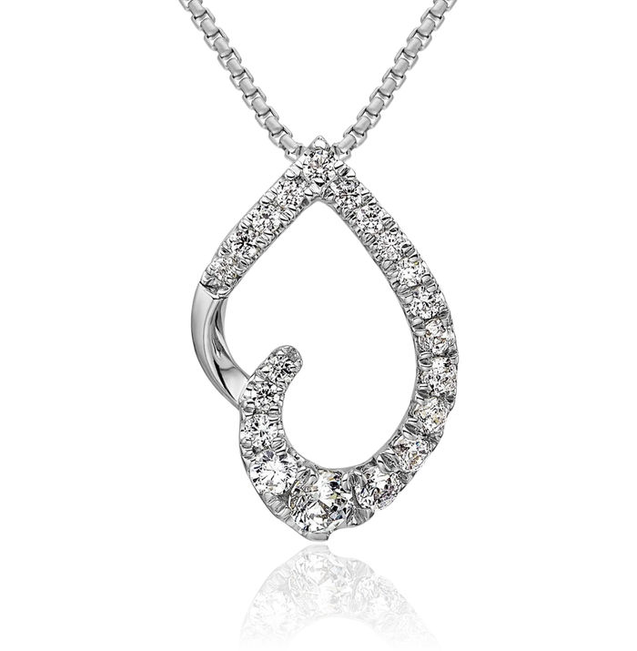 14K Solid White Gold Diamond Necklace Chain Pendant Charm