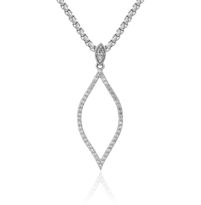 14K Solid White Gold Diamond Necklace Chain Pendant Charm