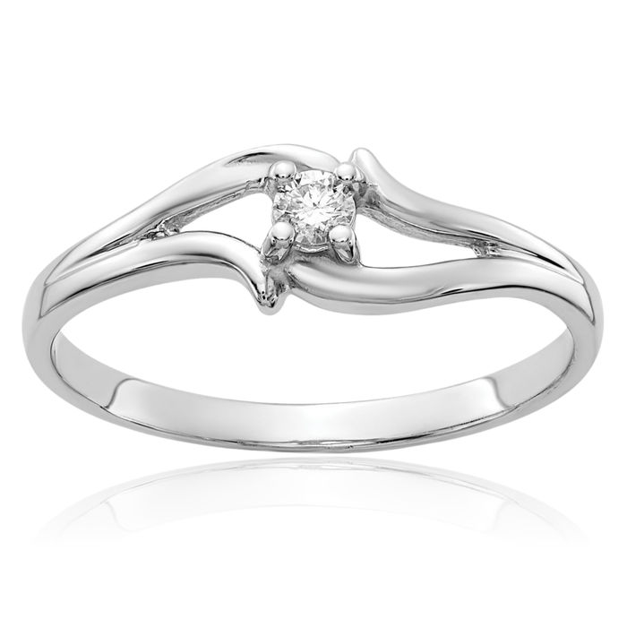 14K Solid White Gold Diamond Ring