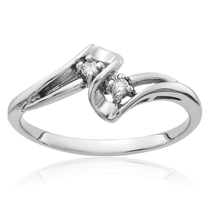 14K Solid White Gold Diamond Ring