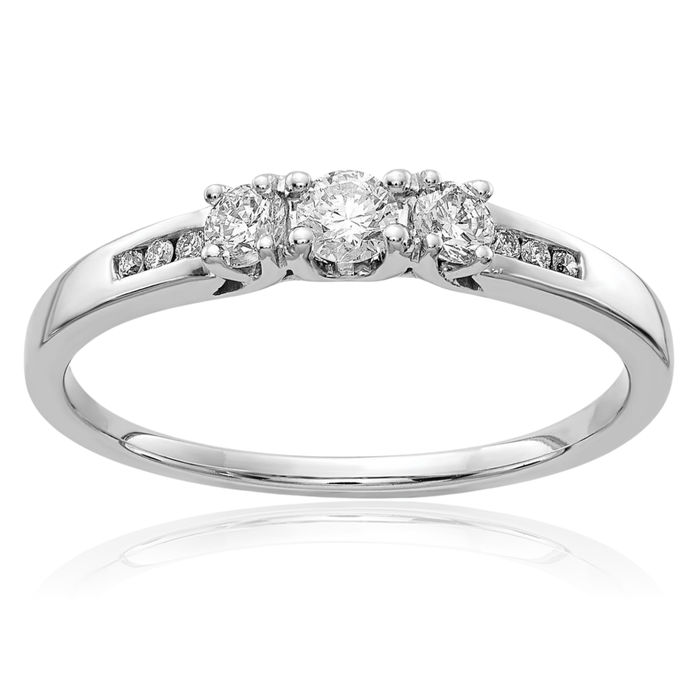 14K Solid White Gold Diamond Ring