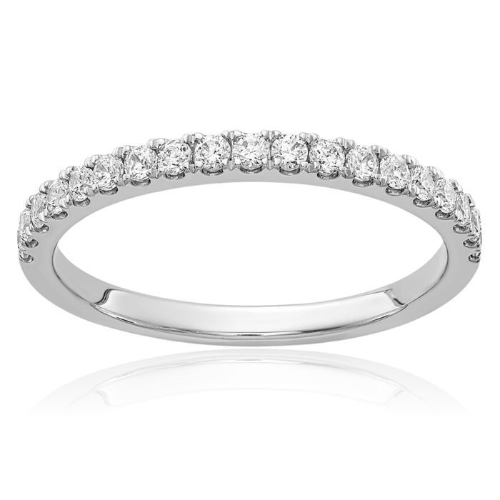 14K Solid White Gold Diamond Ring