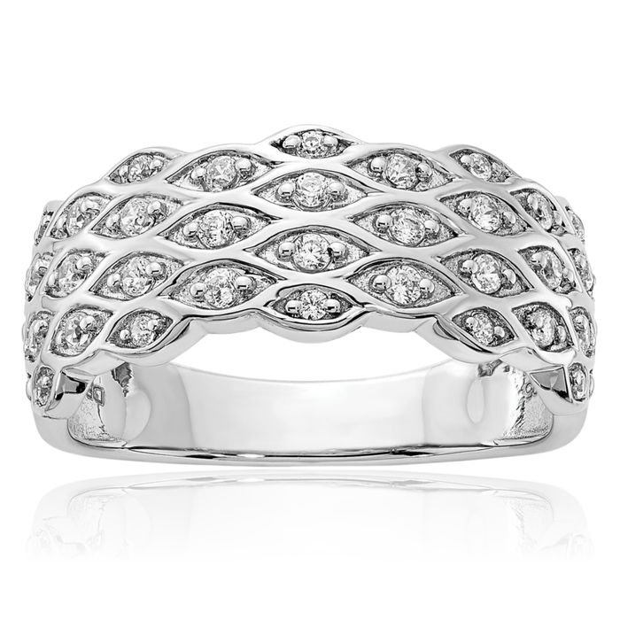 14K Solid White Gold Diamond Ring