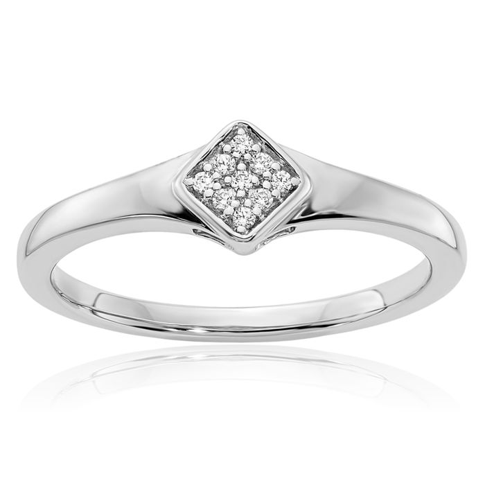 14K Solid White Gold Diamond Ring