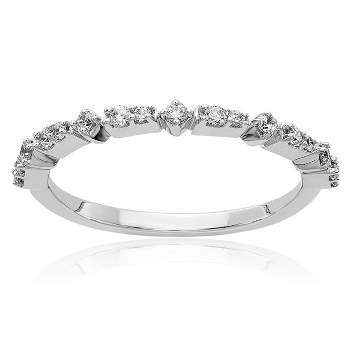 14K Solid White Gold Diamond Ring