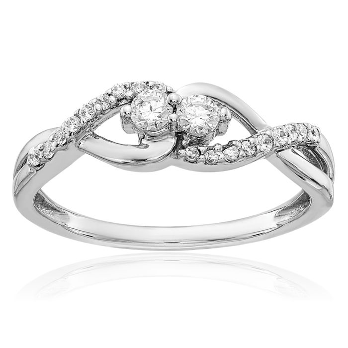 14K Solid White Gold Diamond Ring