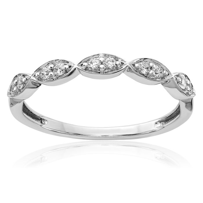 14K Solid White Gold Diamond Ring