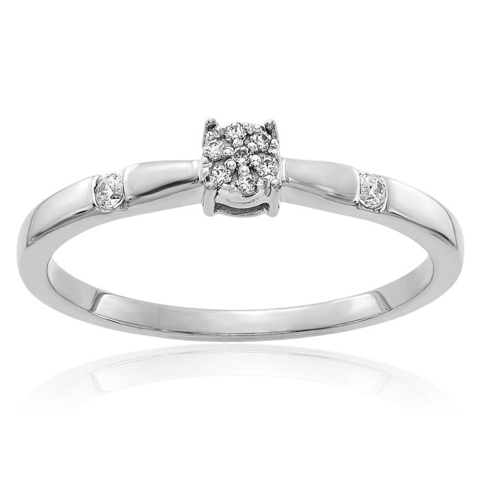 14K Solid White Gold Diamond Ring