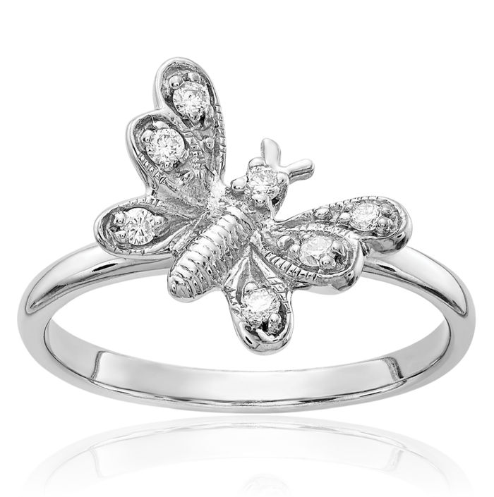 14K Solid White Gold Diamond Ring