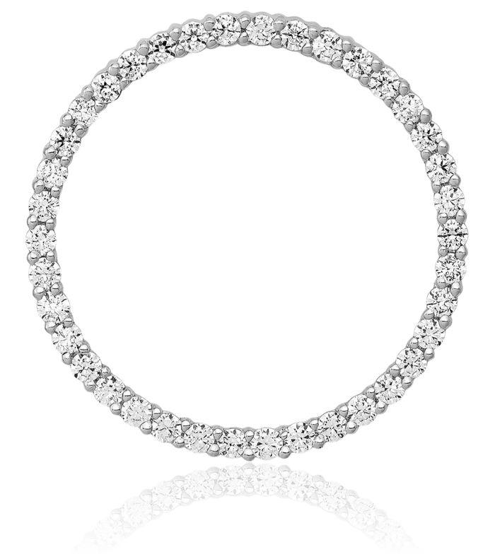 14K Solid White Gold Lab Diamond Circle Round Chain Necklace Pendant Charm