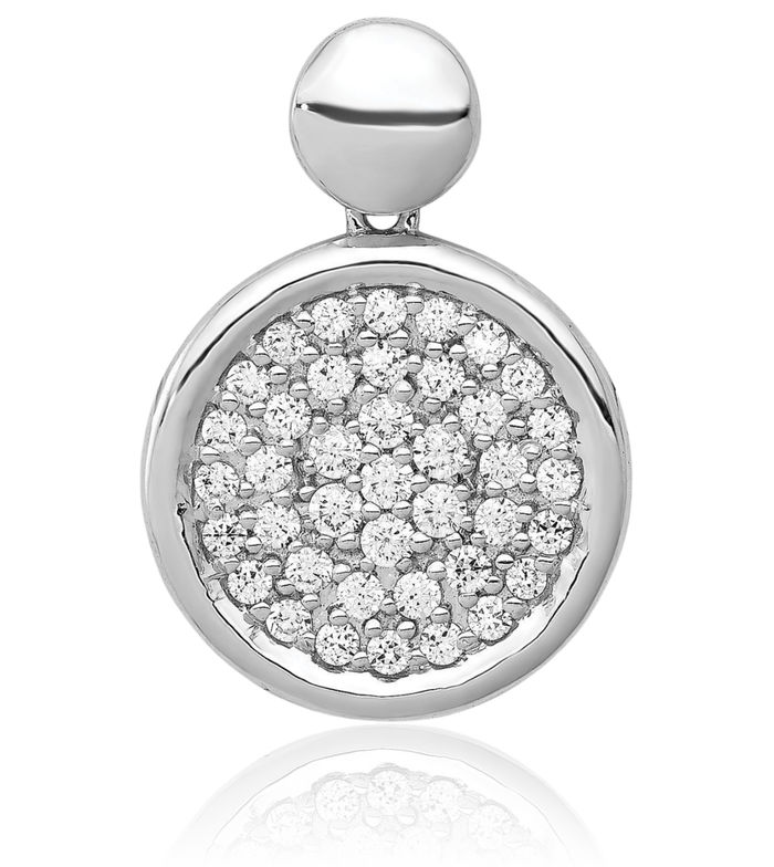 14K Solid White Gold Diamond Circle Round Necklace Chain Pendant Charm