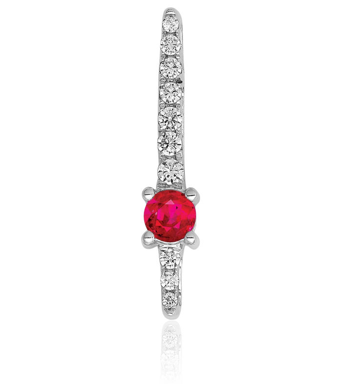 14K Solid White Gold Diamond Red Ruby Floating Chain Slide Gemstone Pendant Necklace Charm