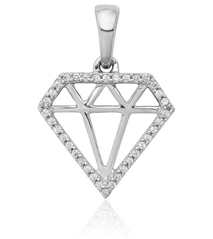 14K Solid White Gold Diamond Gemstone Shape Necklace Chain Pendant Charm