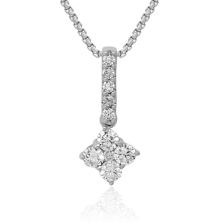 14K Solid White Gold Diamond Slide Necklace Chain Pendant Charm