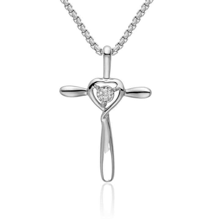 14K Solid White Gold Diamond Slide Necklace Chain Pendant Charm