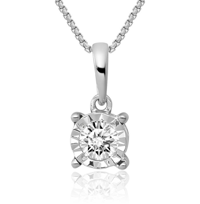 14K Solid White Gold Diamond Solitaire Necklace Chain Pendant Charm