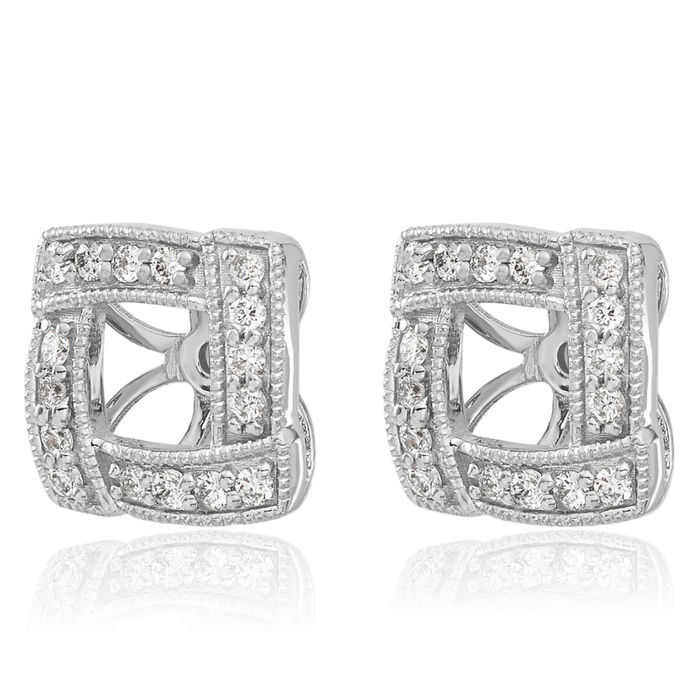 14K Solid White Gold Lab Diamond Earring Jackets for Studs