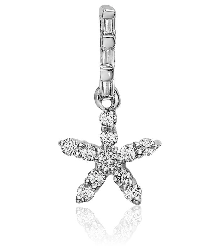 14K Solid White Gold Diamond Star Necklace Chain Pendant Charm