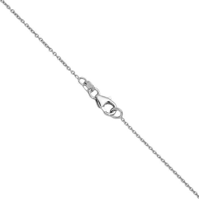 14K Solid White Gold Diamond Station Necklace Chain