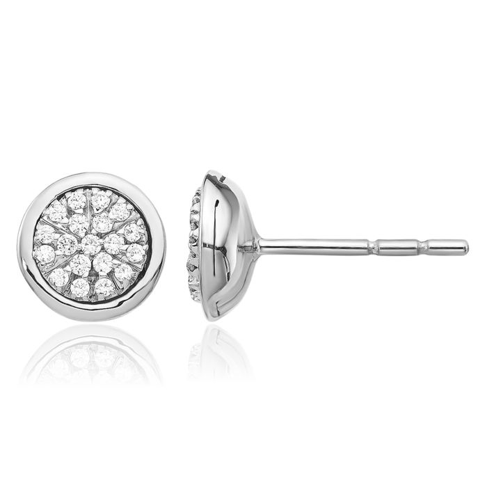 14K Solid White Gold Diamond Stud Earrings