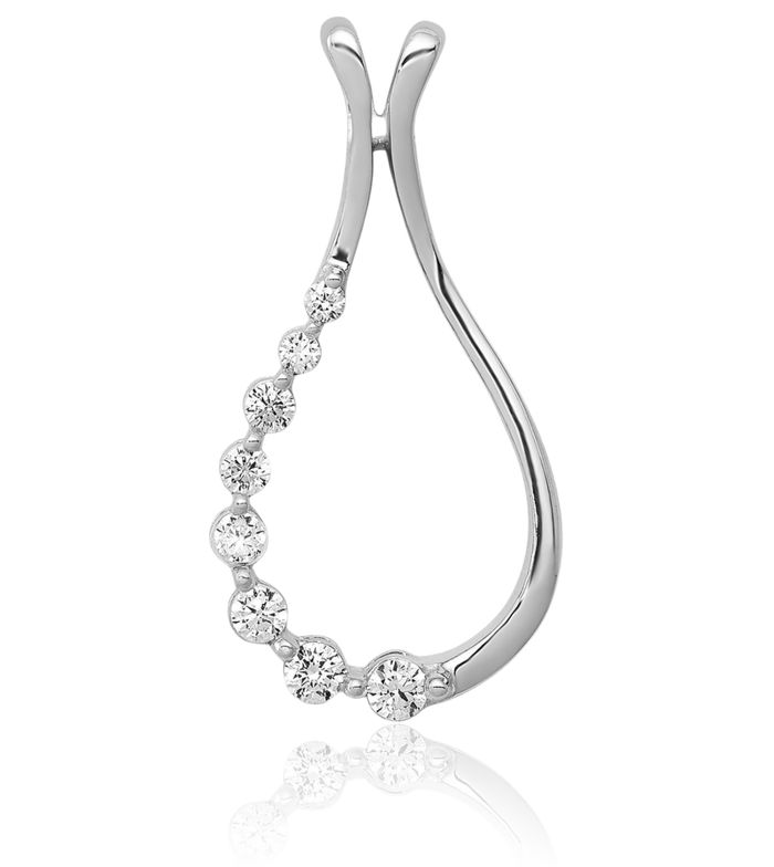 14K Solid White Gold Lab Diamond Teardrop Necklace Pear Pendant Charm