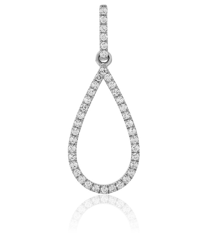 14K Solid White Gold Lab Diamond Teardrop Necklace Pear Pendant Charm