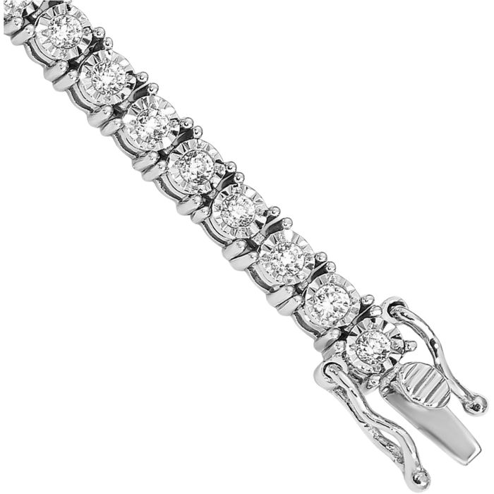 14K Solid White Gold Diamond Tennis Bracelet