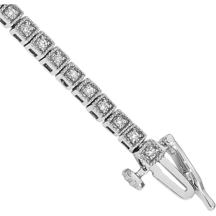 14K Solid White Gold Diamond Tennis Bracelet