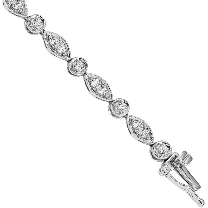 14K Solid White Gold Lab Diamond Tennis Bracelet