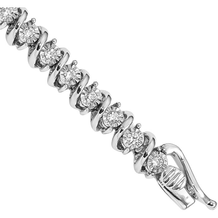 14K Solid White Gold Lab Diamond Tennis Bracelet