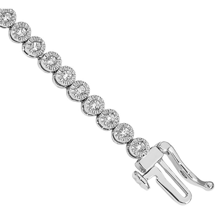 14K Solid White Gold Lab Diamond Tennis Bracelet