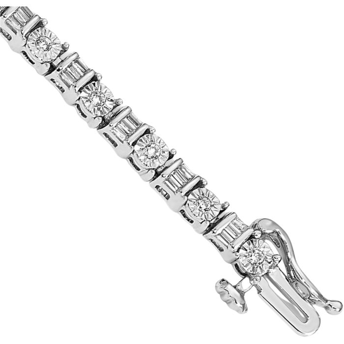 14K Solid White Gold Diamond Tennis Bracelet