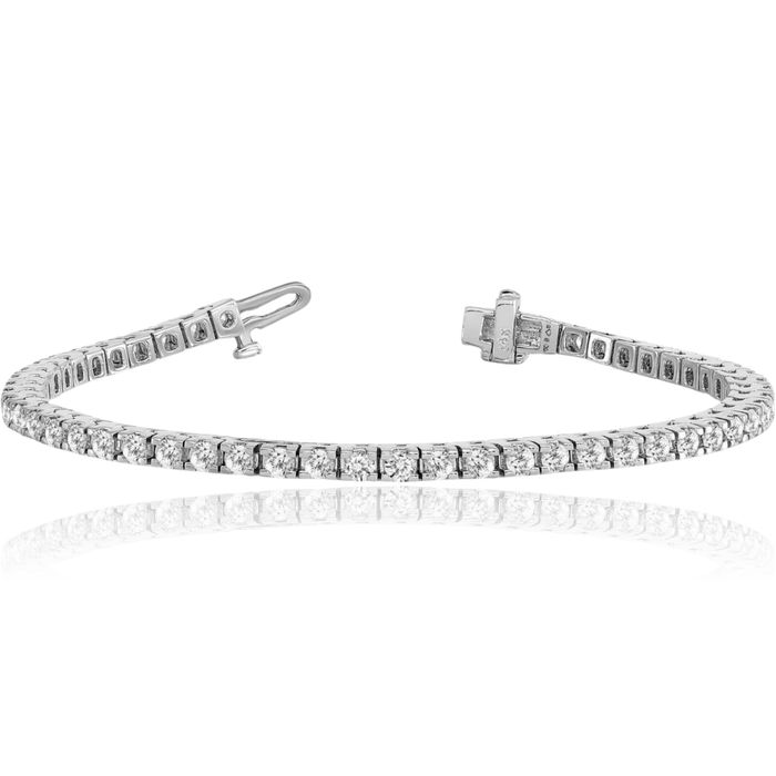 14K Solid White Gold Diamond Tennis Bracelet