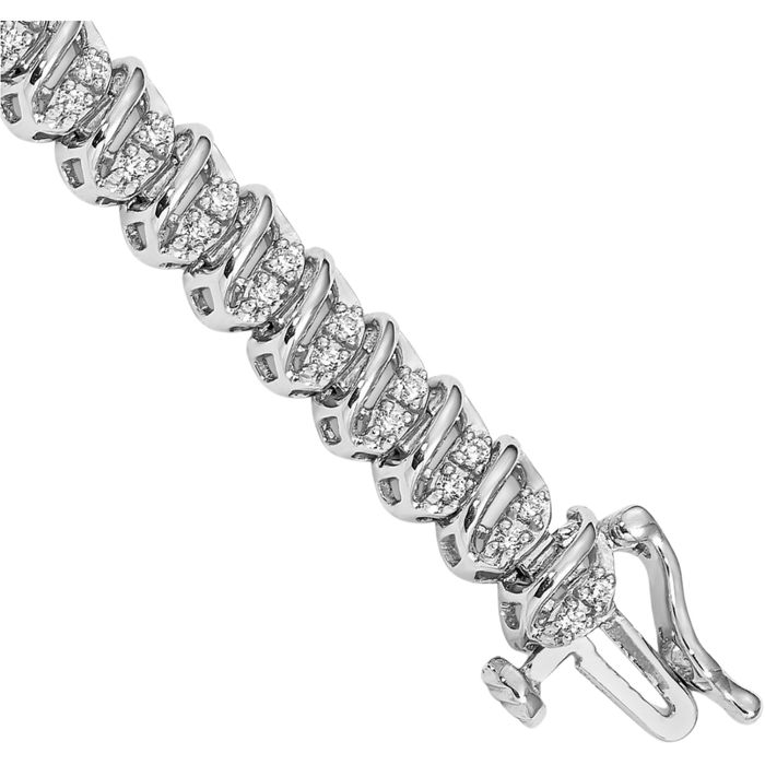 14K Solid White Gold Diamond Tennis Bracelet