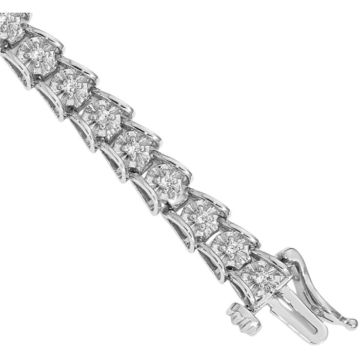 14K Solid White Gold Diamond Tennis Bracelet