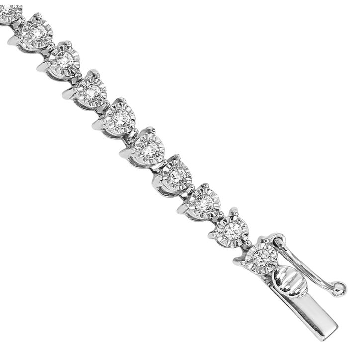 14K Solid White Gold Diamond Tennis Bracelet