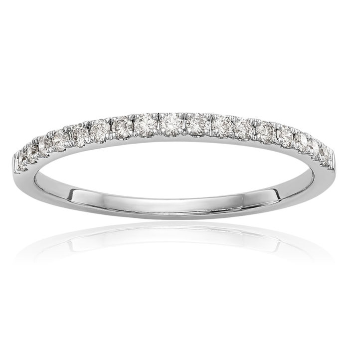 14K Solid White Gold Diamond Wedding Band Engagement Ring