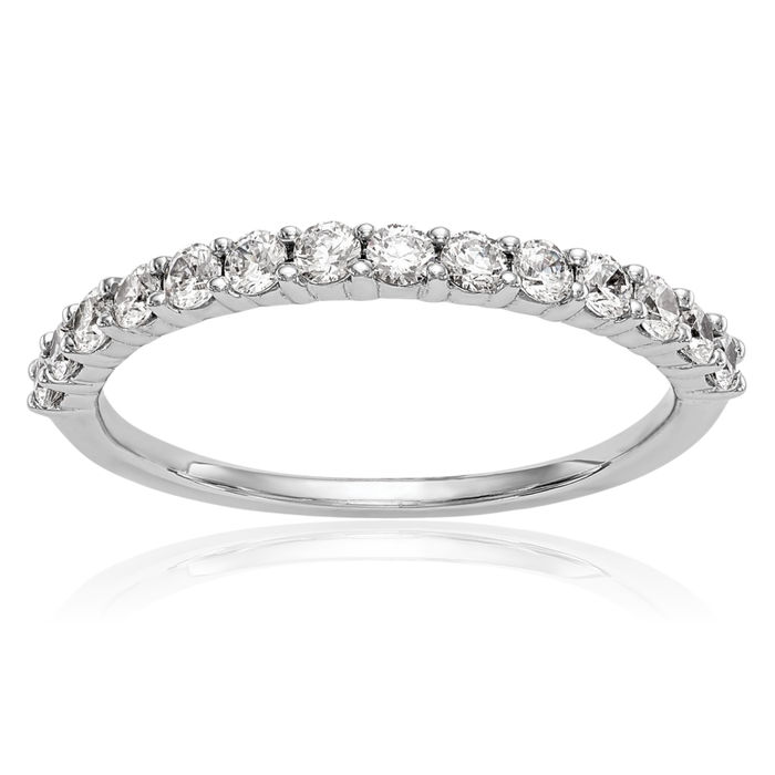 14K Solid White Gold Diamond Wedding Band Ring