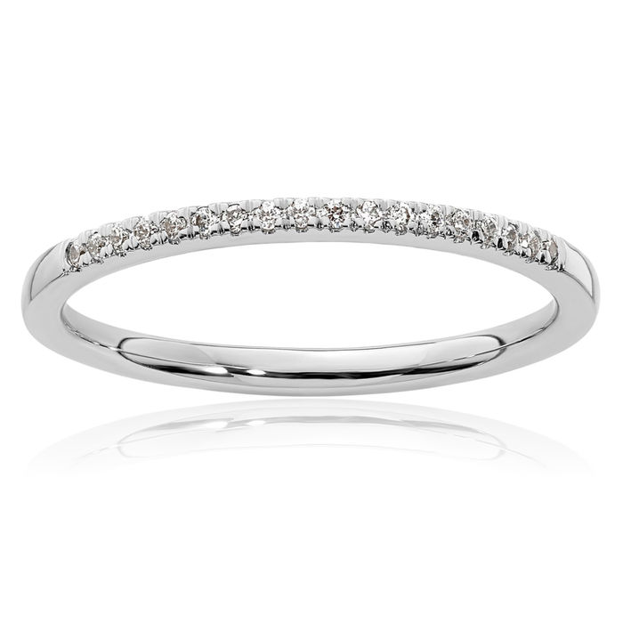 14K Solid White Gold Diamond Wedding Band Ring