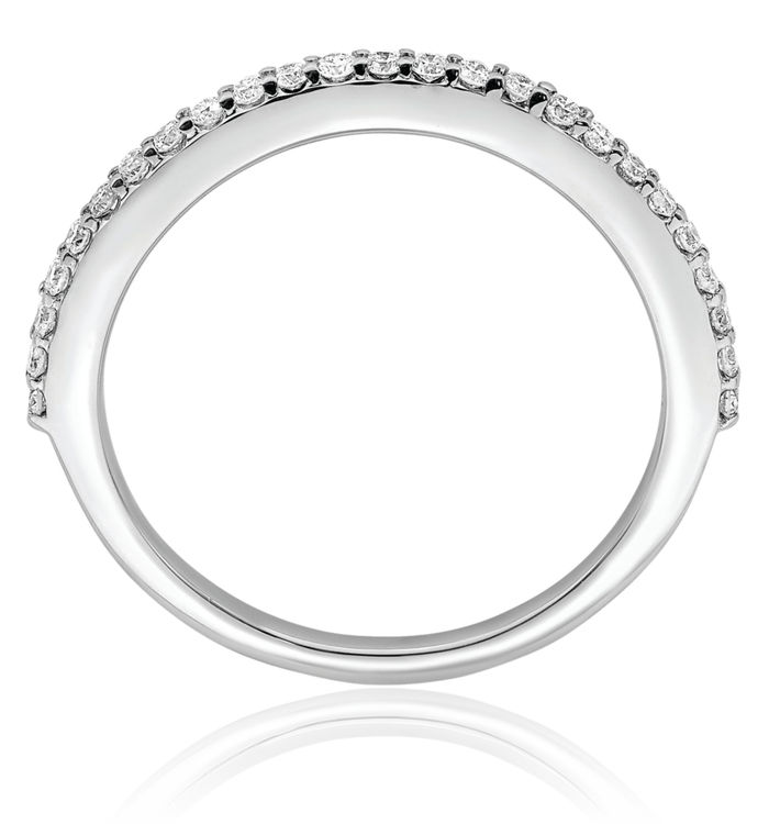 14K Solid White Gold Diamond Wedding Band Ring