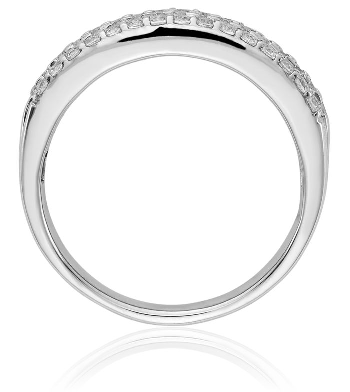 14K Solid White Gold Diamond Wedding Band Ring