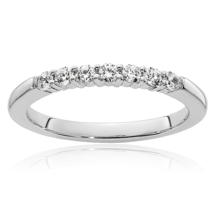 14K Solid White Gold Lab Diamond Wedding Band Ring