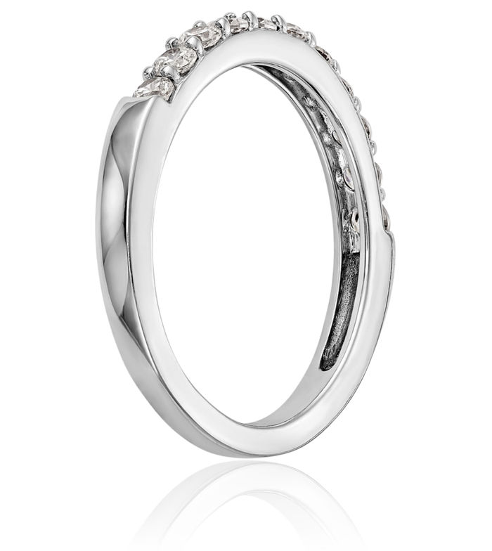 14K Solid White Gold Diamond Wedding Band Ring