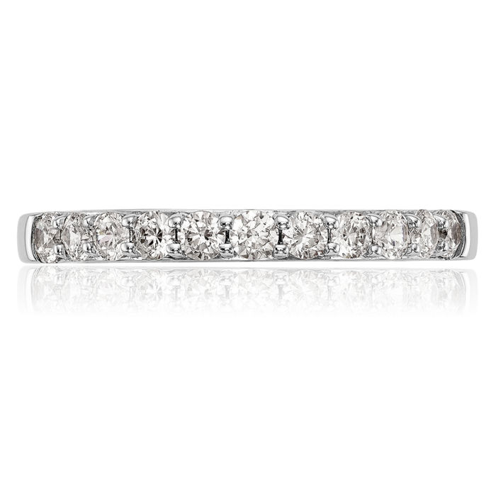 14K Solid White Gold Diamond Wedding Band Ring